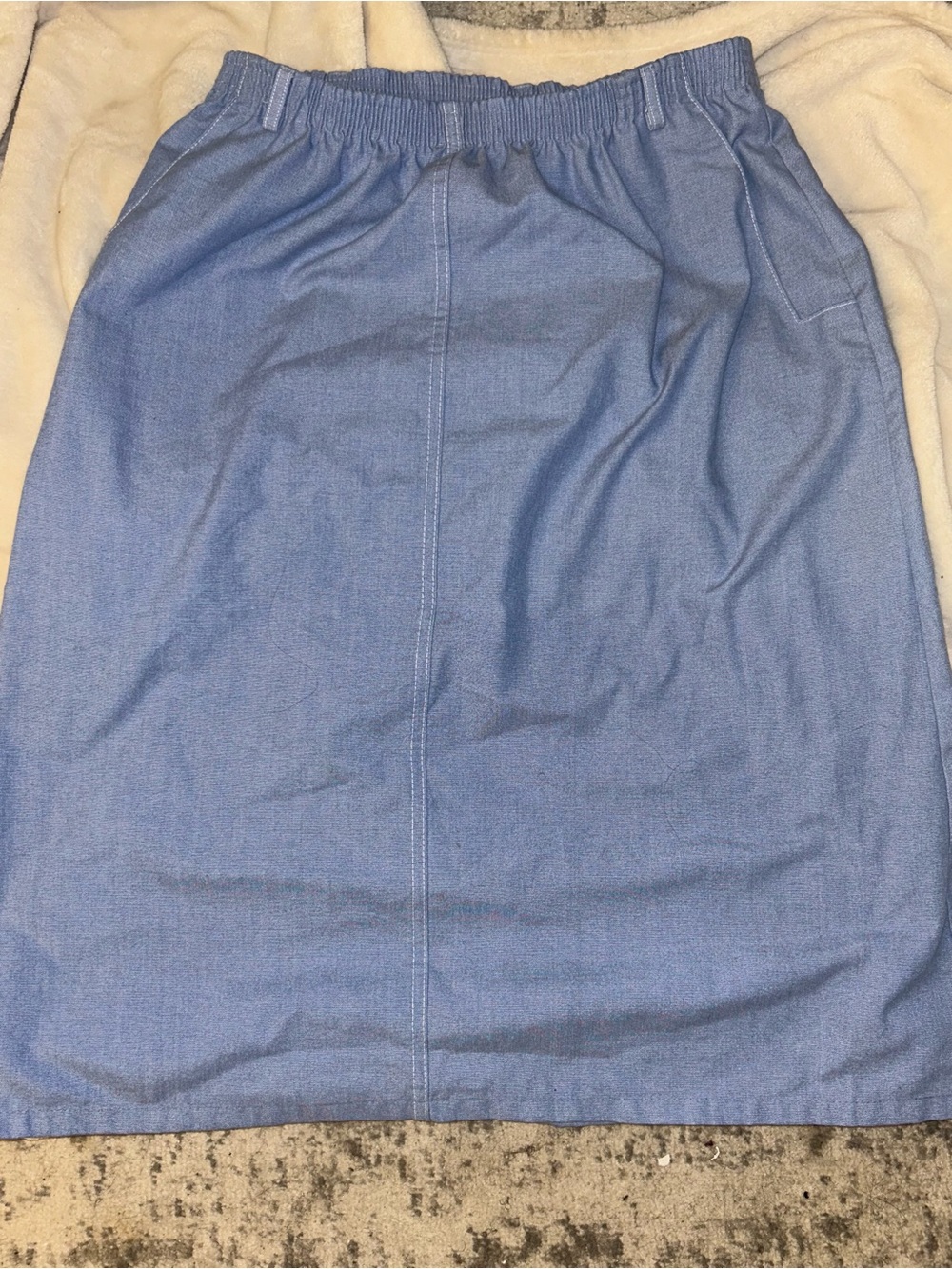 Alfred Dunner Light Blue Elastic-Waist Midi Skirt